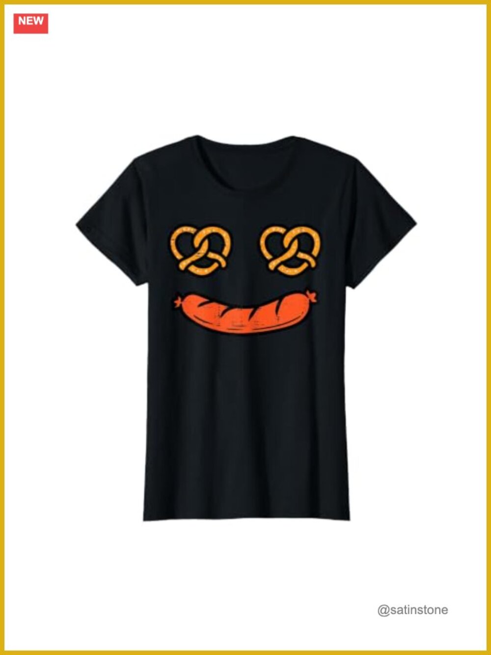 Funny Oktoberfest Pretzel Bratwurst Novelty T-Shirt, Women's Classic Fit Tee